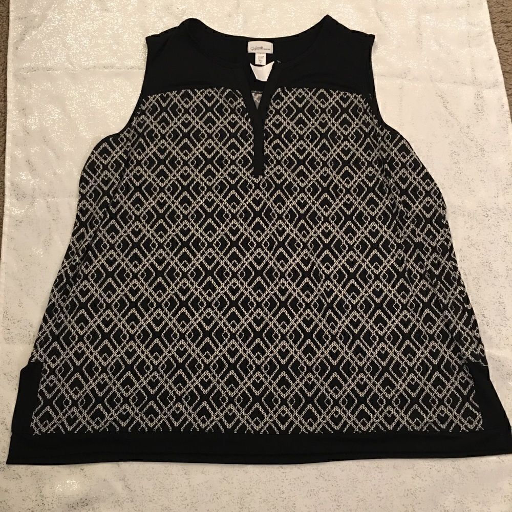 Jaclyn Smith Printed spandex silky tank! LONG TO COVER LOWER BODY